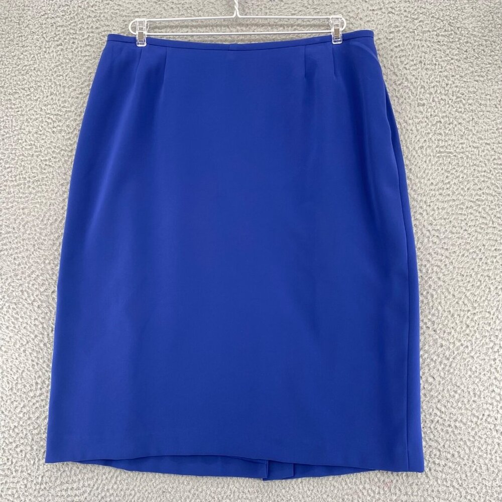 Kasper Skirt Women 16 Petite Blue Knee Length Pencil Straight Office Career Work